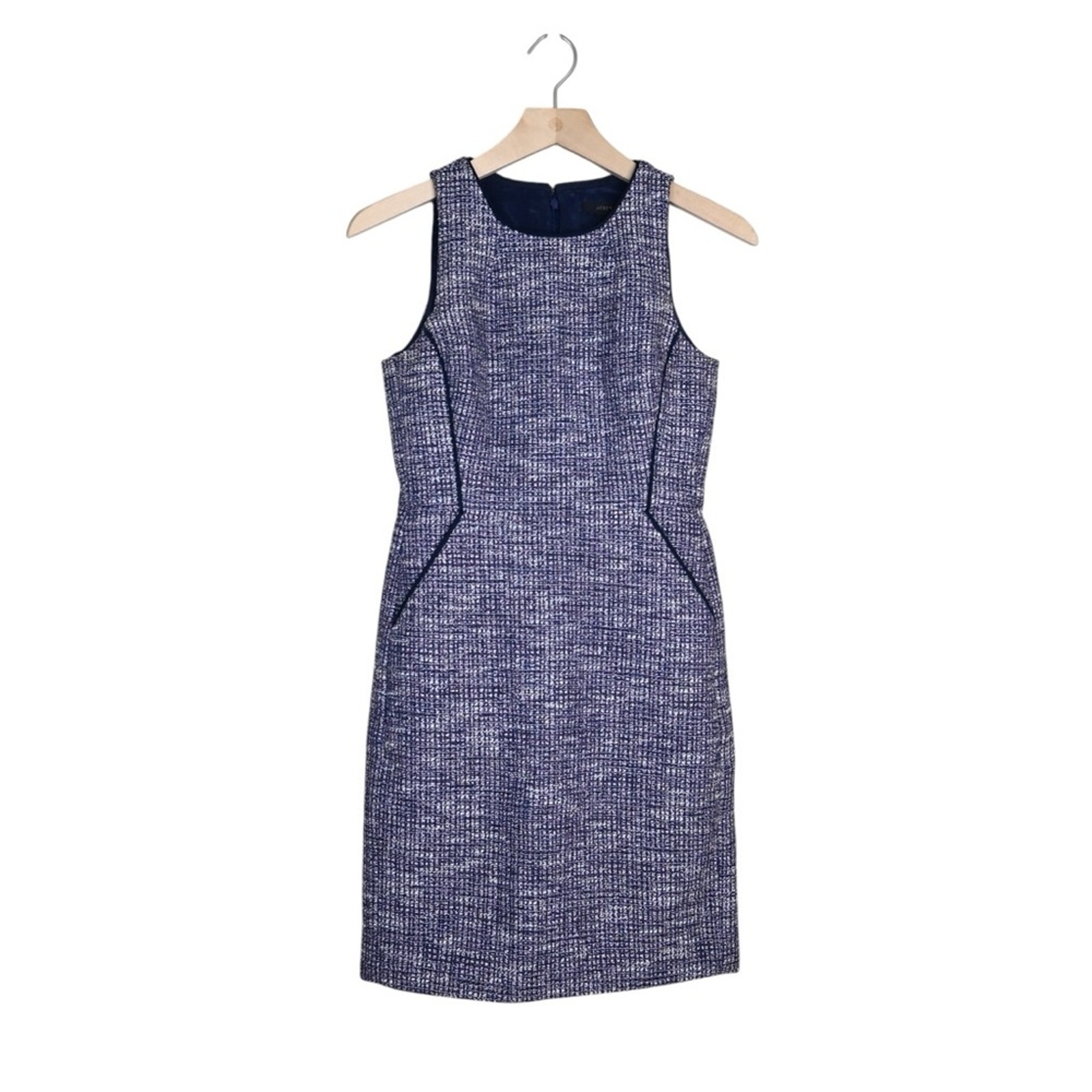 J. Crew Women's 0 Petite Tweed Sleeveless Lined Sheath Dress With Pockets